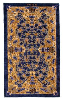 96. CARPET. Antique silk China relief. 212 x 125 cm. Late Qing dynasty (1644–1911).