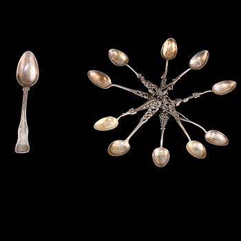 TESKEDAR, 15 st, silver, 1900-tal. Vikt 205 g.