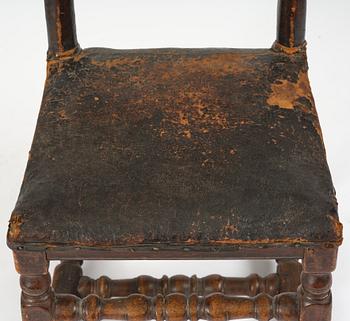 A Swedish baroque chair, late 17th century.