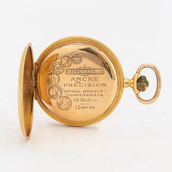 H Moser & Co pocket watch savonette approx. 42 mm 18K gold weight in total 20 grams.