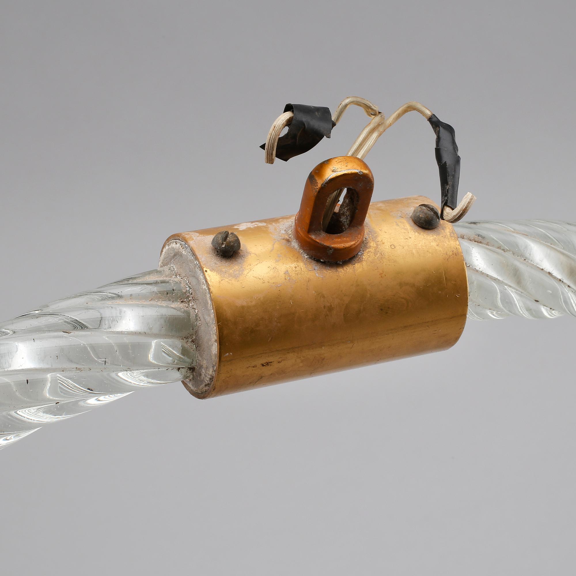 TAKLAMPA, glas, troligen Murano, 1900-talets mitt. Höjd ca 65 cm.