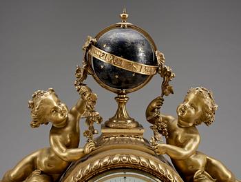 BORDSPENDYL, brons, Le Roy et Fils, Frankrike, 1800-talets andra hälft.