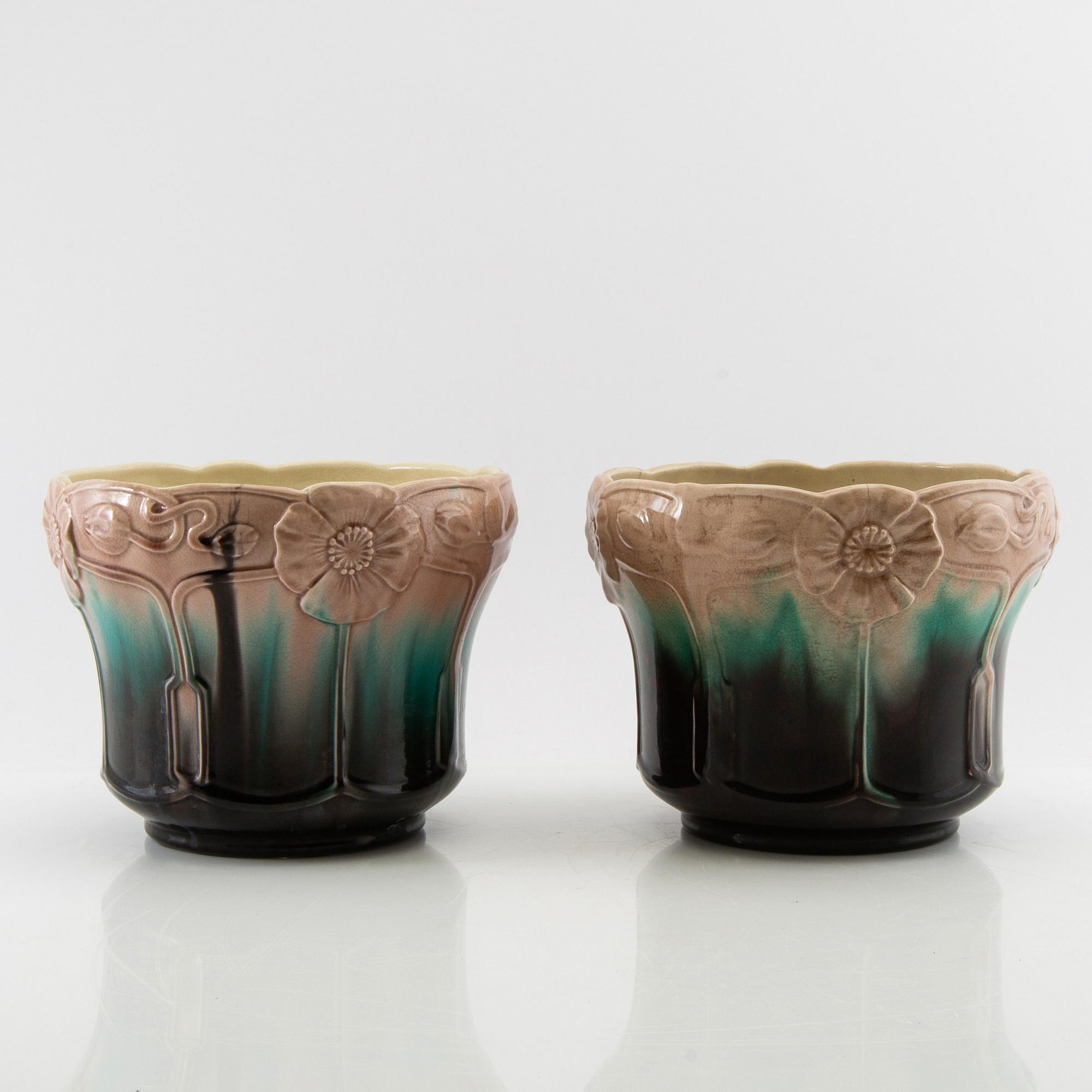 Outer covers 2 pcs Jugend, Rörstrand early 20th century stoneware.