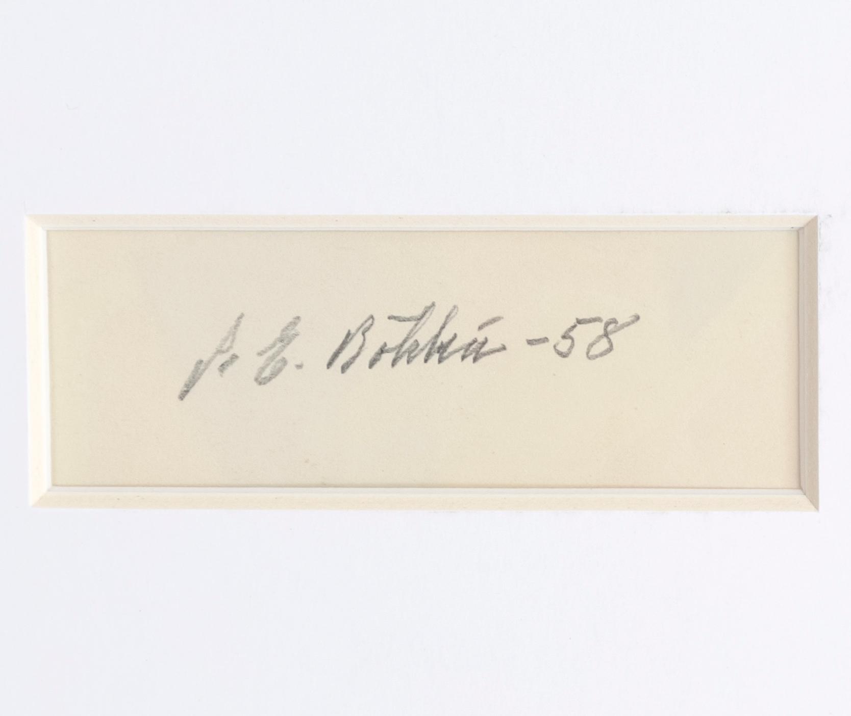 PER ERIK BÖKLIN, gouache och blyerts. Signerad och daterad -58 a tergo.