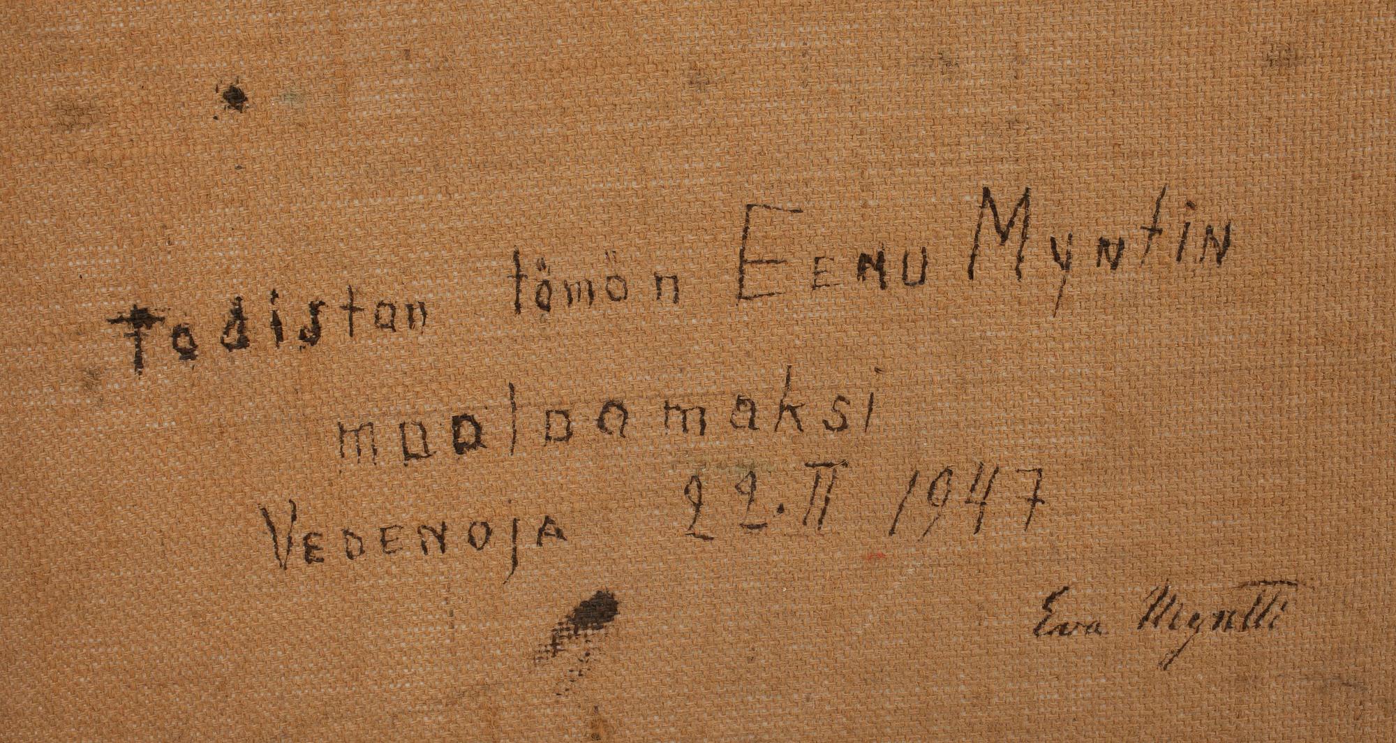 EEMU MYNTTI, olja på duk.