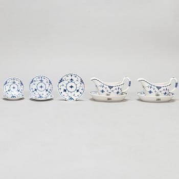 A 70-pcs halflace 'Blue Flute' tableware set. Royal Copenhagen. Mostly from the late 1950s.