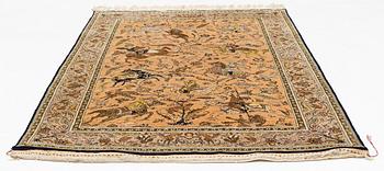 Rug, silk Gohm, old, c. 205 x 135 cm.