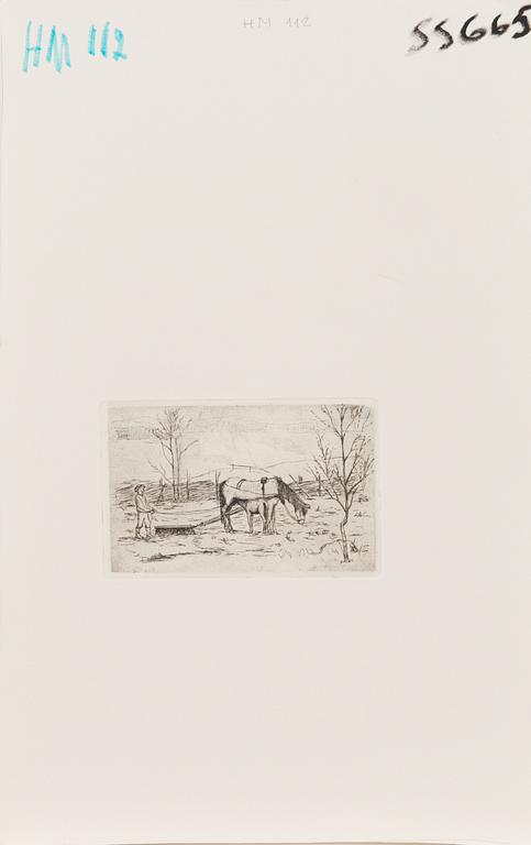 HUGO SIMBERG, linjeetsning, osignerad.