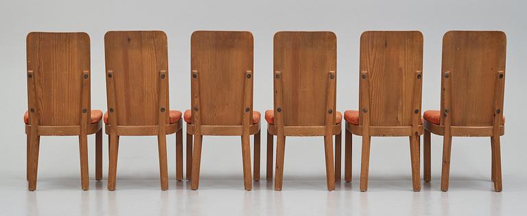 Axel Einar Hjorth, a set of six 'Lovö' chairs, Nordiska Kompaniet, Sweden 1930s.