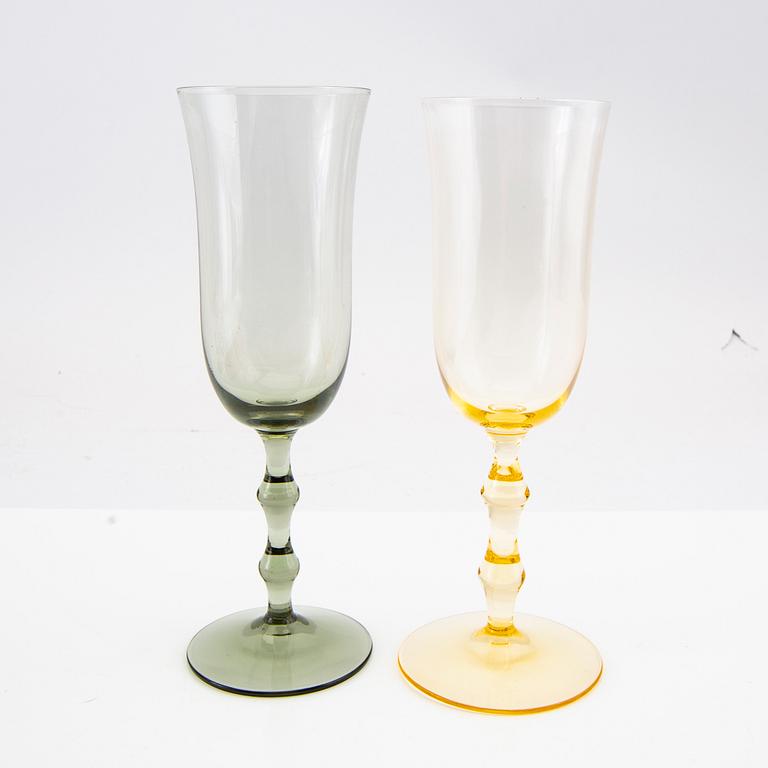 Simon Gate, champagne glasses 14 pcs "Salut" for Orrefors/Sandvik mid-20th century.