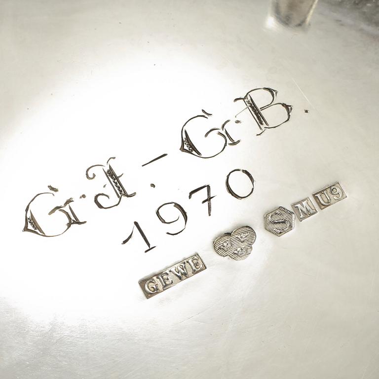 KAFFESERVIS, 3 delar, silver, rokokostil,  GEWE, Malmö, 1968. Vikt 990 g.