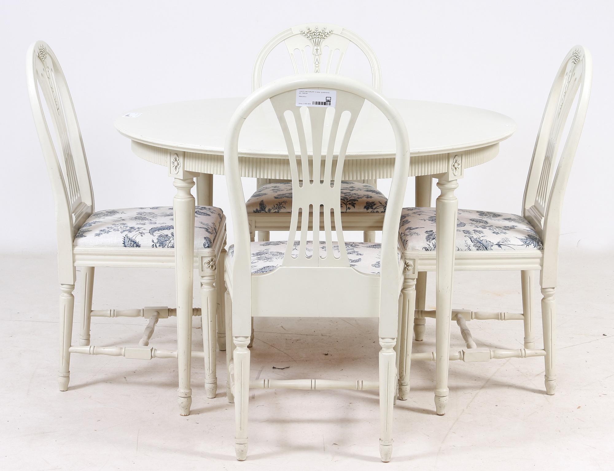 MATGRUPP, 8 delar, gustaviansk stil, 1900-tal.