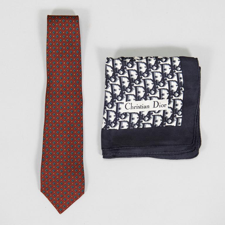 Christian Dior, a silk scarf and tie.