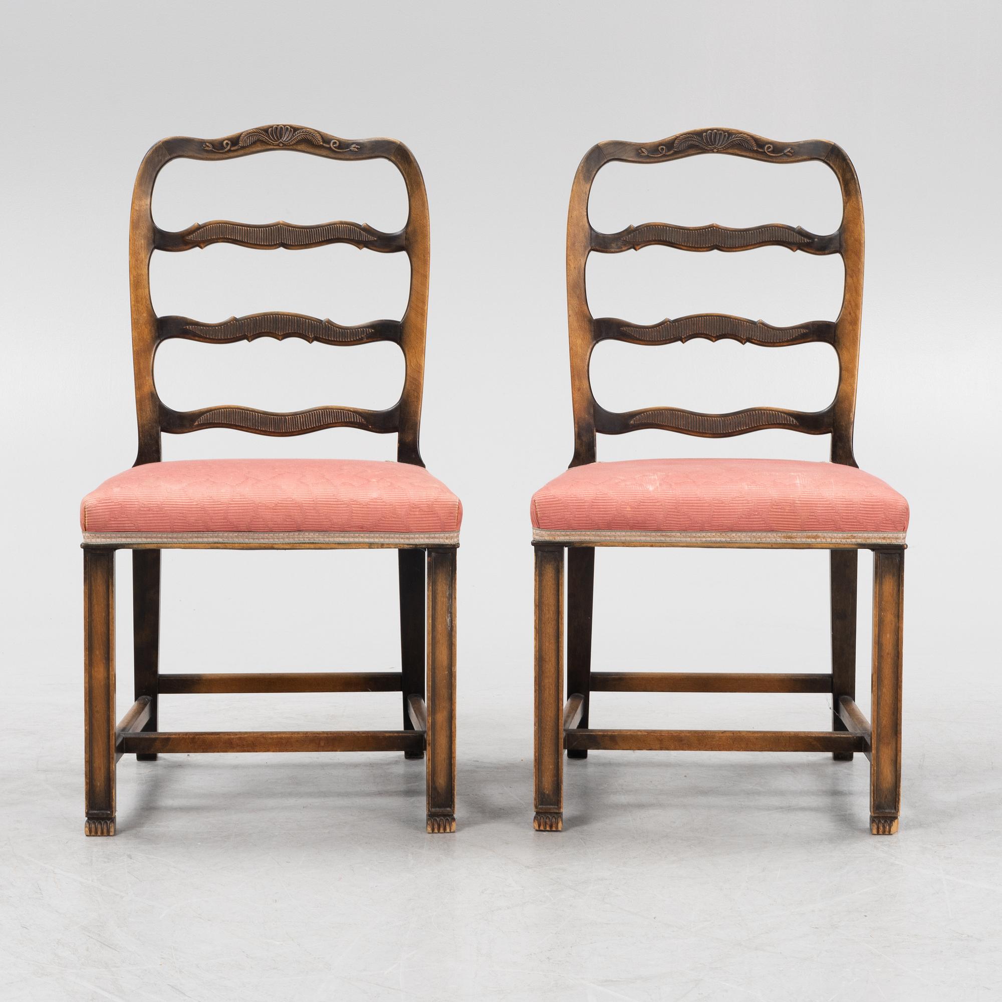Axel Einar Hjorth, a pair of stained birch 'Sune' chairs, Nordiska Kompaniet, 1928.