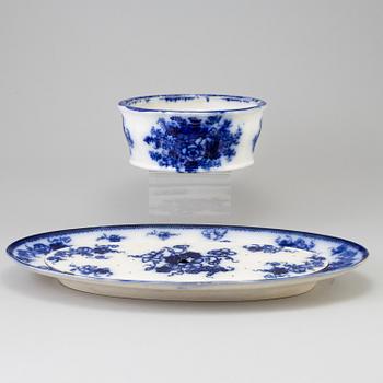 MATSERVIS, 76 delar, flintgods, "Flytande blått", Gustavsberg.