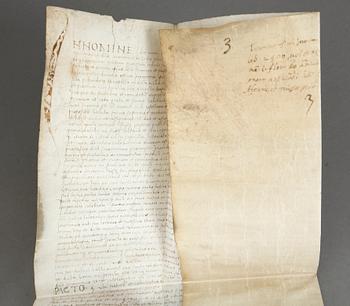 PERGAMENTDOKUMENT, testamente, daterat 1498.