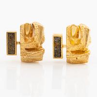 Björn Weckström, a pair of cufflinks 18K gold with enamel, Finland. By Lapponia.