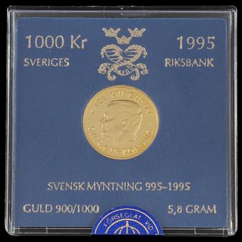 GULDMYNT, 1000 kronor, Sverige, 1995, vikt 5,8 g.