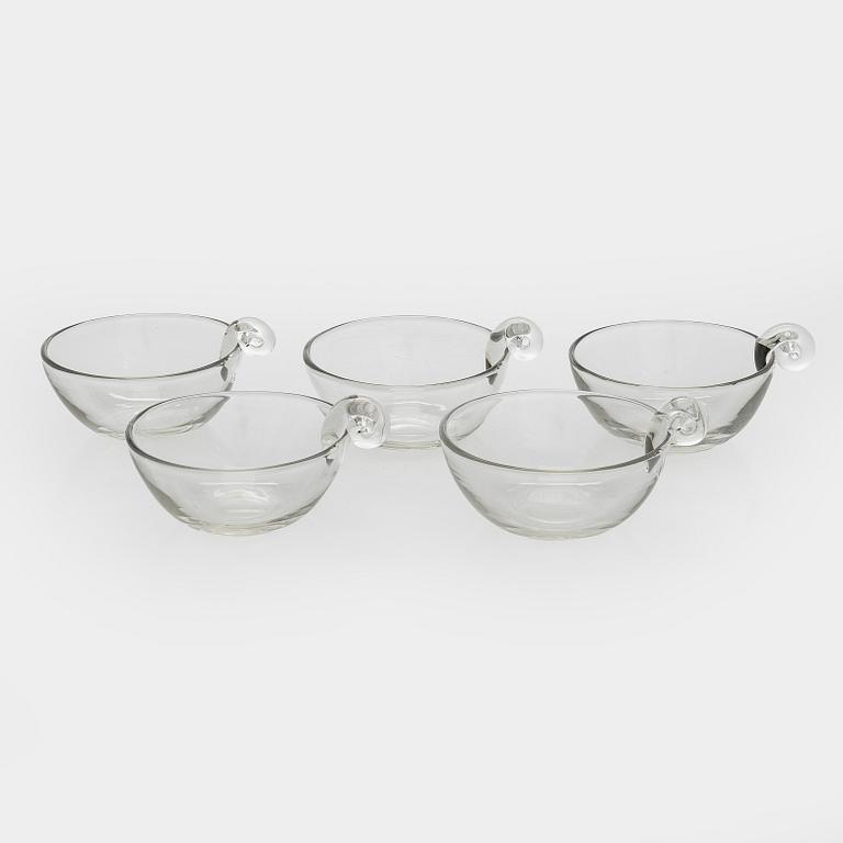 Gunnel Nyman, dessertskålar, 5 st, modell "GN 29", Nuutajärvi Notsjö 1949 - 1951.