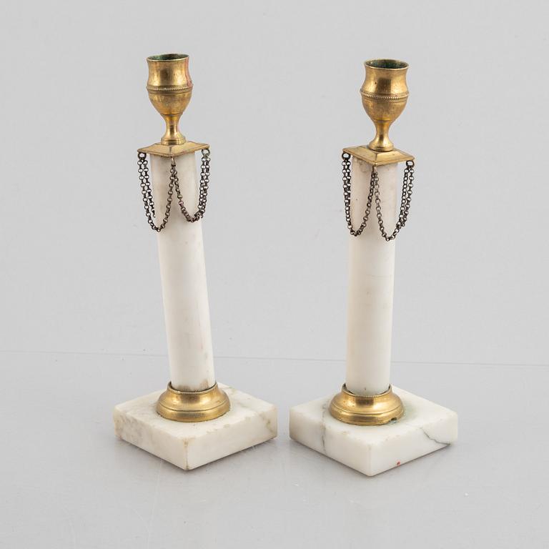 A pair of candlesticks, Gustavians style, 19th century.