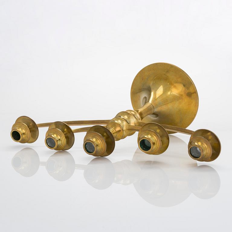 A Jugend brass candlelabra, early 20th century,