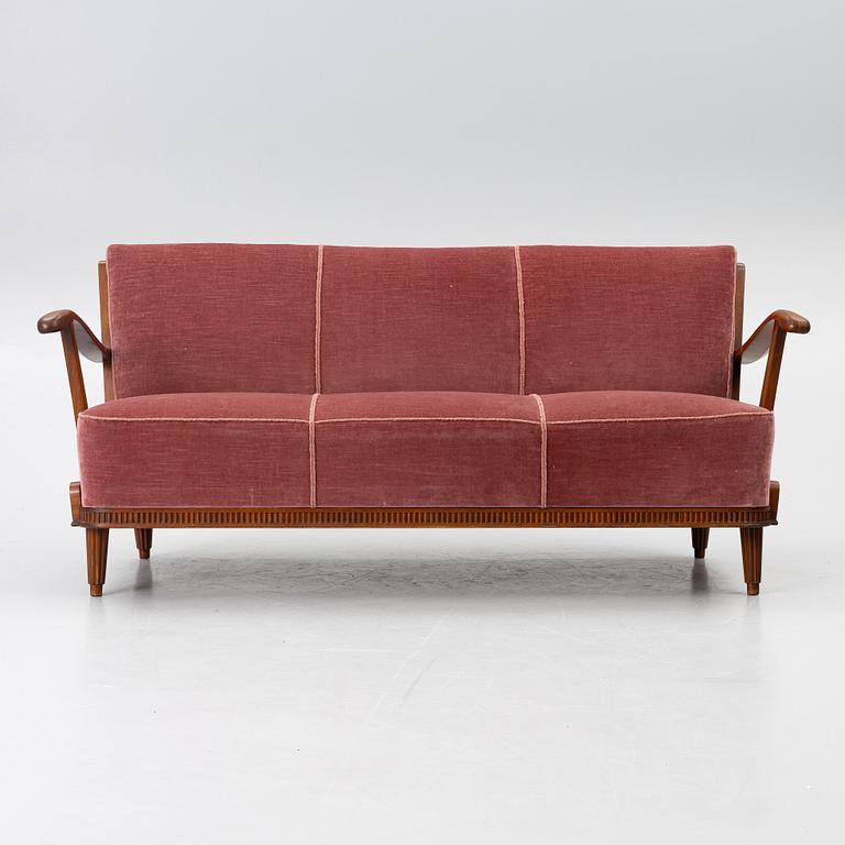 Svante Skogh, soffa, Swedish Modern, Förenade möbelfabrikerna, Linköping, 1940-tal.