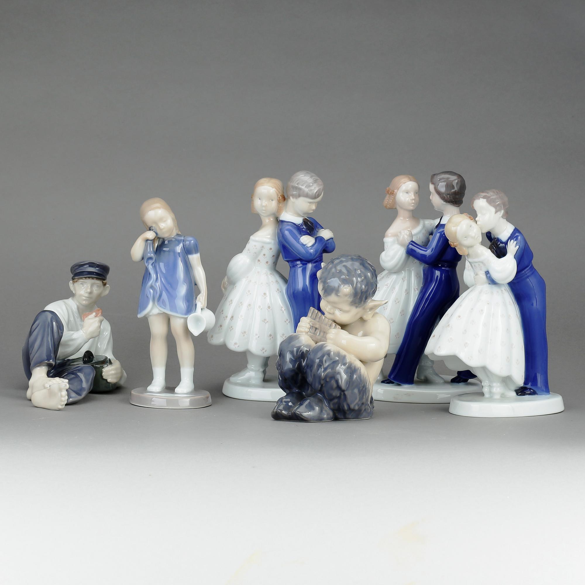 FIGURINER, 6 st, porslin, Bing & Gröndahl / Royal Copenhagen.