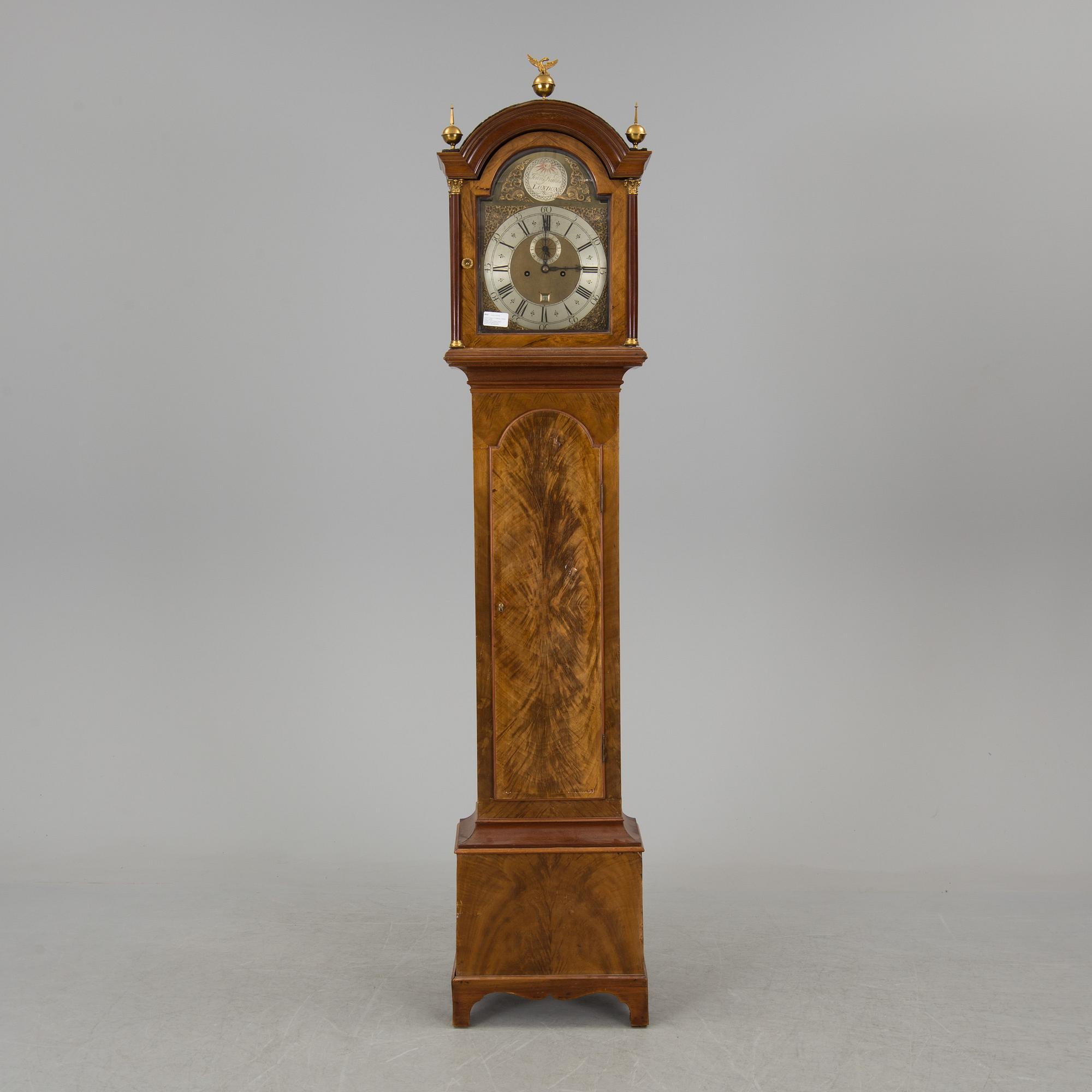 A mahogany veneered grandfather clock by John Parkes London.