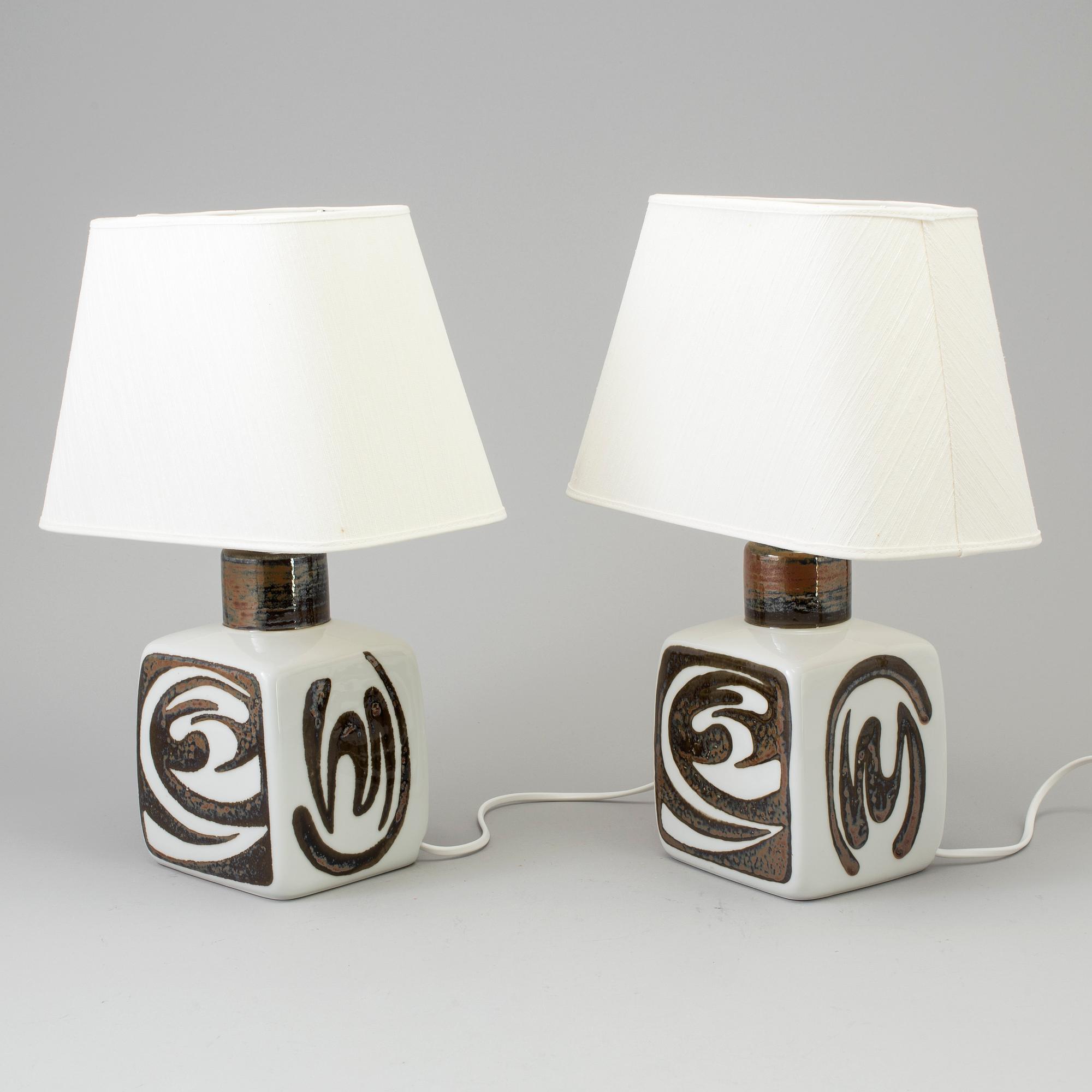 CARL-HARRY STÅLHANE, bordslampor, ett par, stengods, ”Orient”, Rörstrand, 1970-tal.