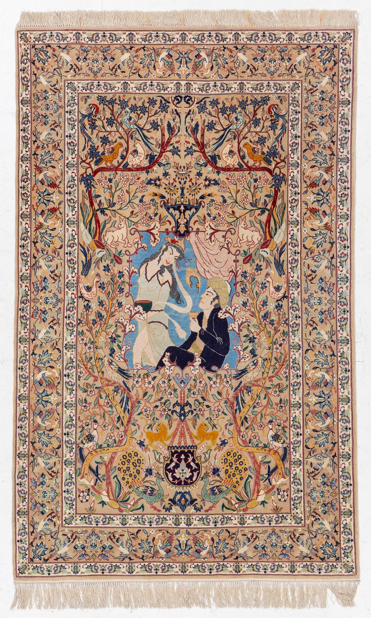 A semi-antique pictoral Isfahan rug, c 169 x 105 cm.