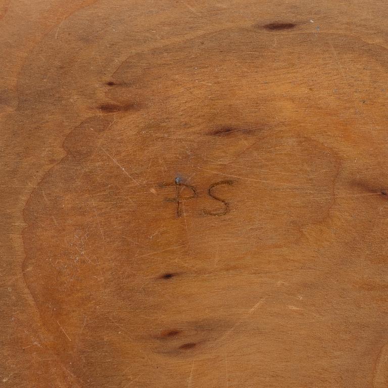 A birch bowl, signed PS, end of the 20th Century.