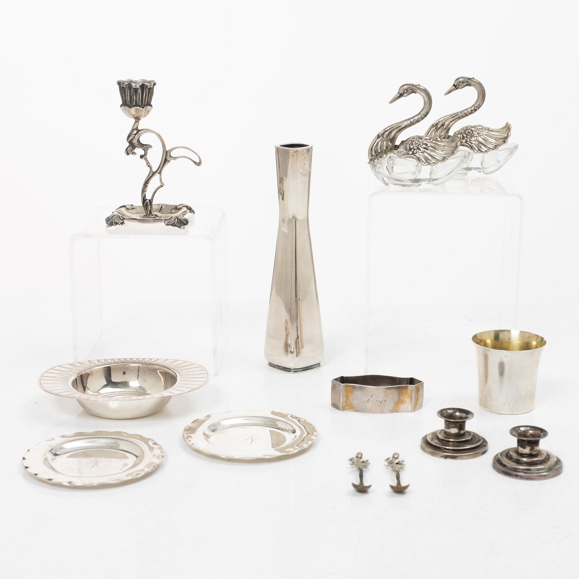 13 pieces of silover for the table, different makers including C.G.Hallberg and GAB, Sweden.