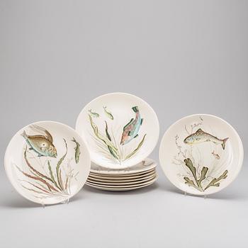 TALLRIKAR 10 st, flintgods, "Fish", Johnson Bros, England 1900-talets mitt/andra hälft.