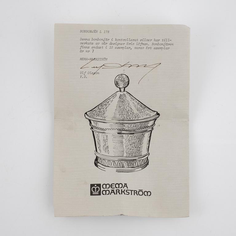 Eric Löfman,  a silver bonbonnière, mark of MGAB, Uppsala 1983. No. 7 out of 10.