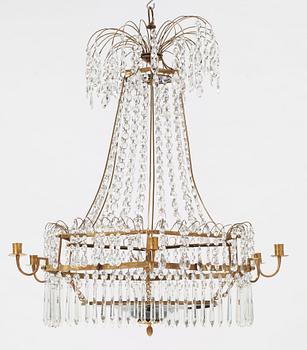 A late Gustavian early 19th century seven-light chandelier.