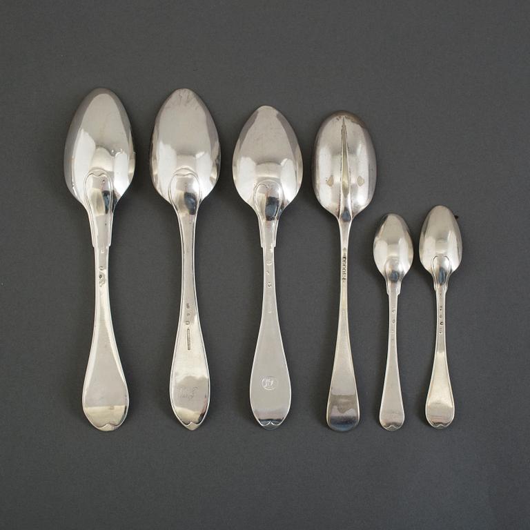 4 + 13 18th and 19th century silver spoons.