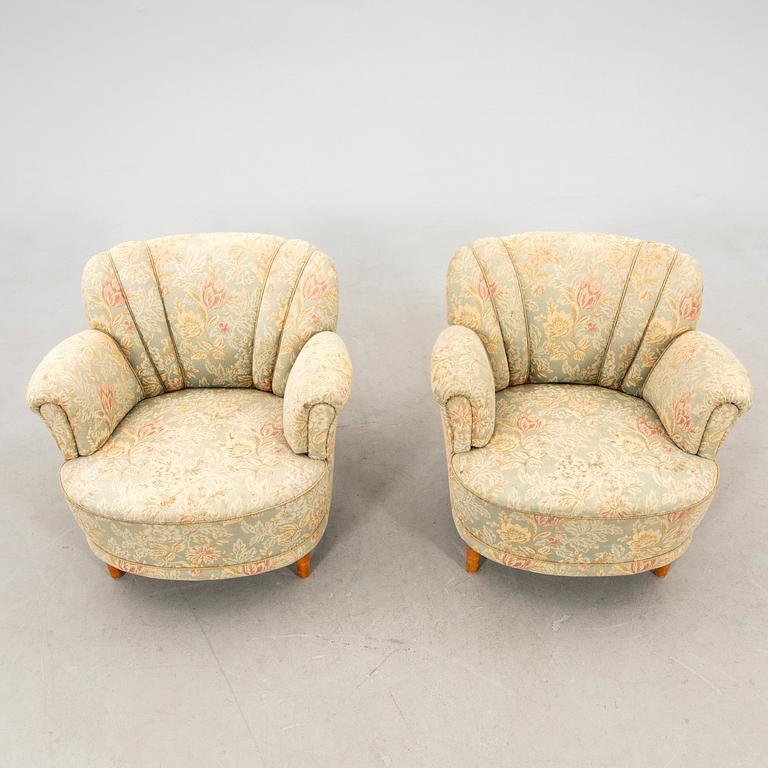 Armchairs, a pair from the 1940s.