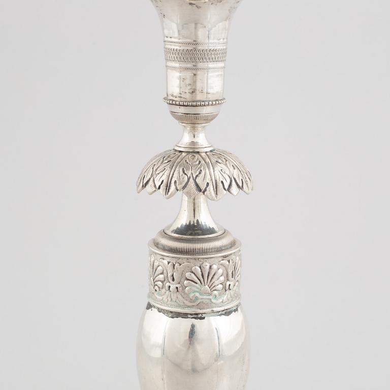 Ljusstake, silver, Berlin 1820-1850.