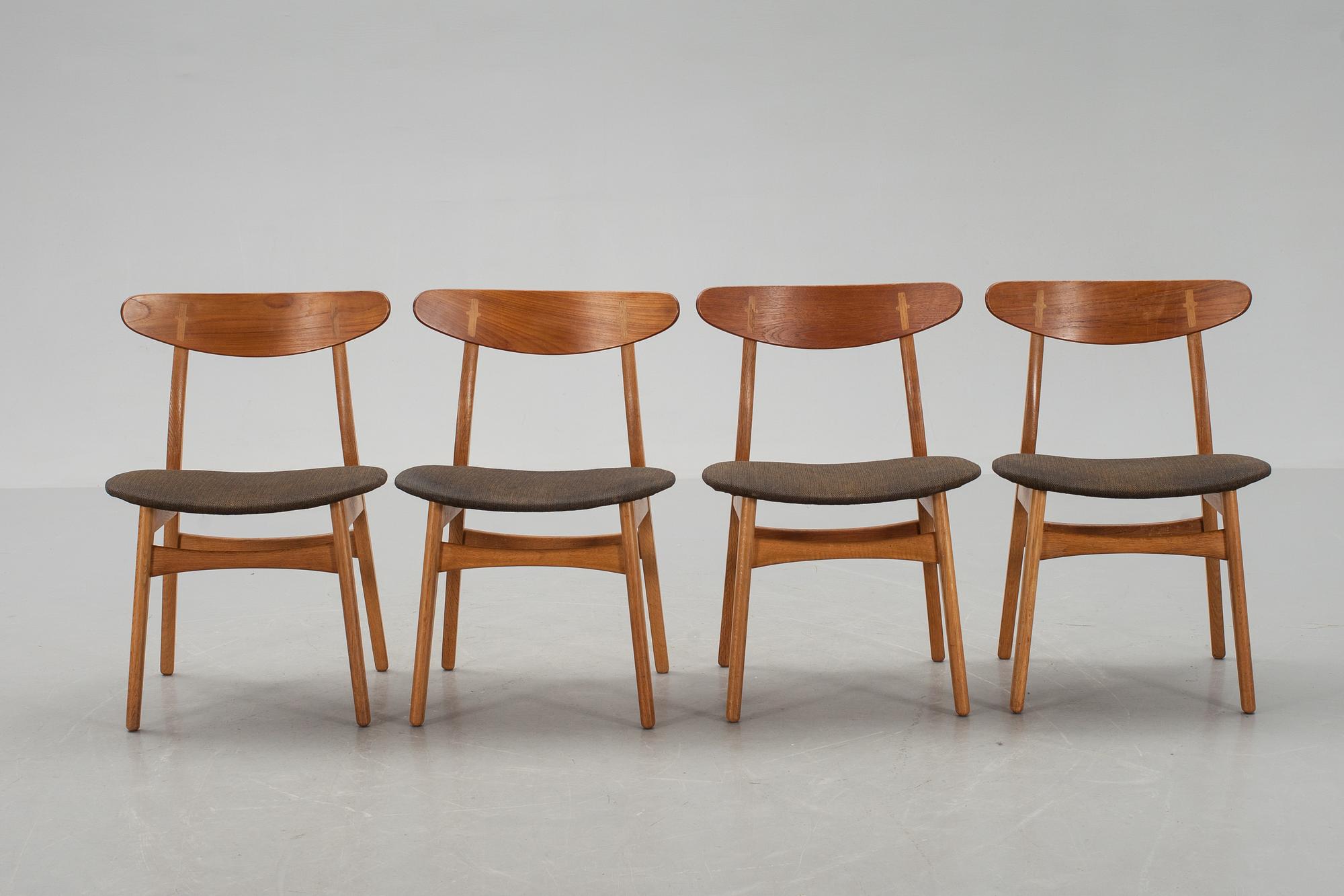 STOLAR, 4 st,"CH-30", Hans J. Wegner, Carl Hansen & Son, Danmark 1950-60-tal.