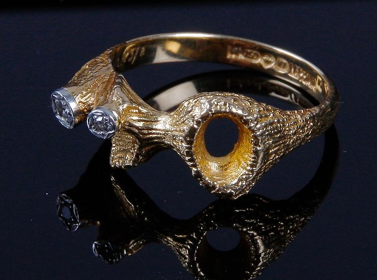 RING, 18 K guld med briljanter, Björn Weckström, Lapponia, Finland, 1974.