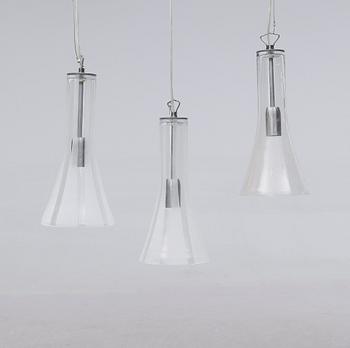 TAKLAMPOR, 3 st, Bergdala, "Trumpet", 1900/2000-tal. Höjd 34  cm.