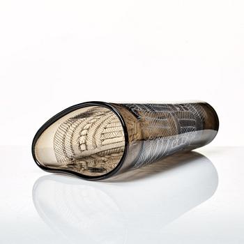 Paolo Venini, a smoke coloured "Mosaico Zanfirico" vase, Murano, Italy 1950's.