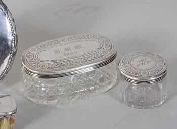 TOILETTESET, 6 olika delar, silver,