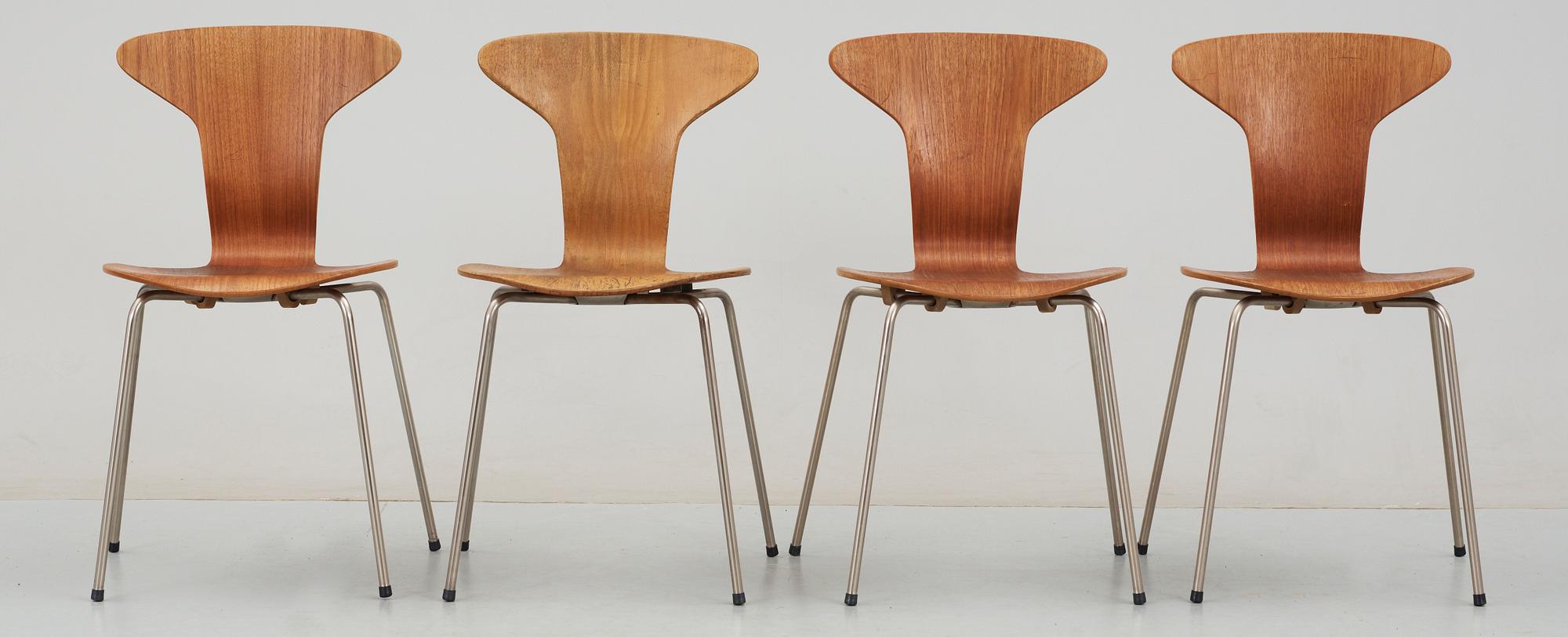 STOLAR, 4 st, "3105 / Munkegårdsstolen / Myggan", Arne Jacobsen, Fritz Hansen, Danmark, 1900-talets andra hälft.
