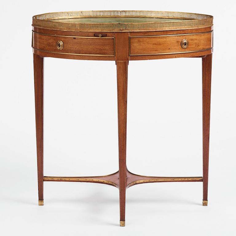 A late Gustavian mahogany and tôle-peinte tray-table by A. Scherling (master in Stockholm 1771-1809).