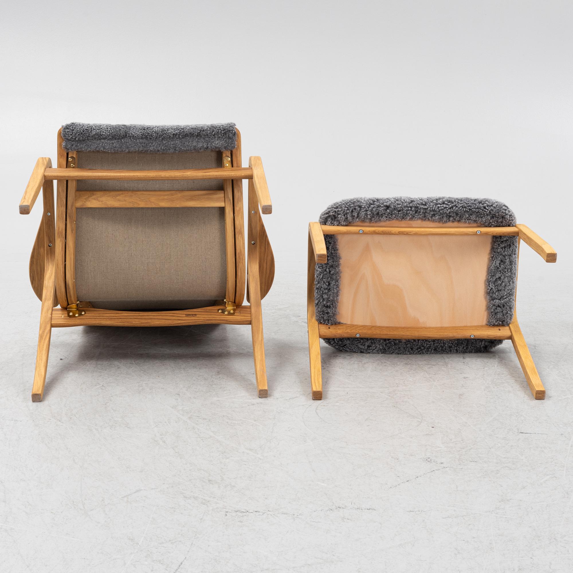 An Yngve Ekström armchair with footstool, "Lamino", Swedese, 21st century.