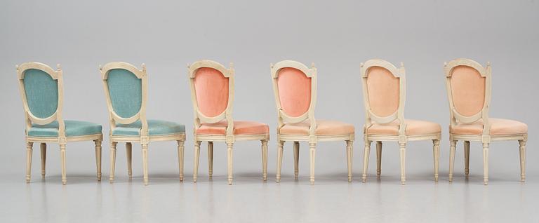 A set of six Gustavian chairs by E. Öhrmark (master 1777-1813).