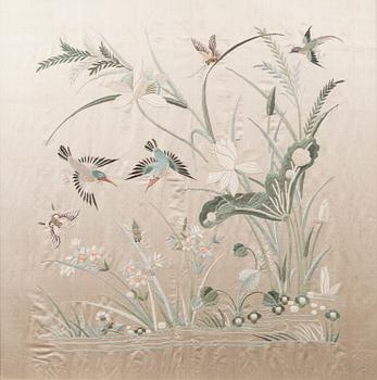 UNKNOWN ARTIST. Japanese embroidered silk panel, the first half of 20th century.
