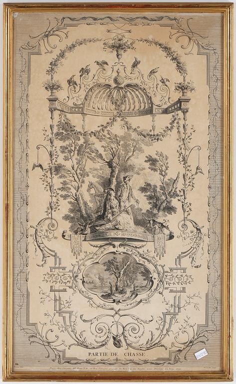 JEAN-ANTOINE WATTEAU, efter, 4 st gravyrer, sannolikt 1700-tal.