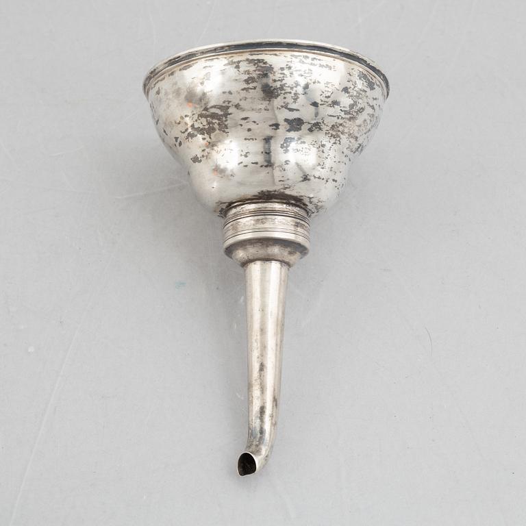 A Swedish parcel-gilt silver wine funnel, mark of Adolf Zethelius, Stockholm 1830.